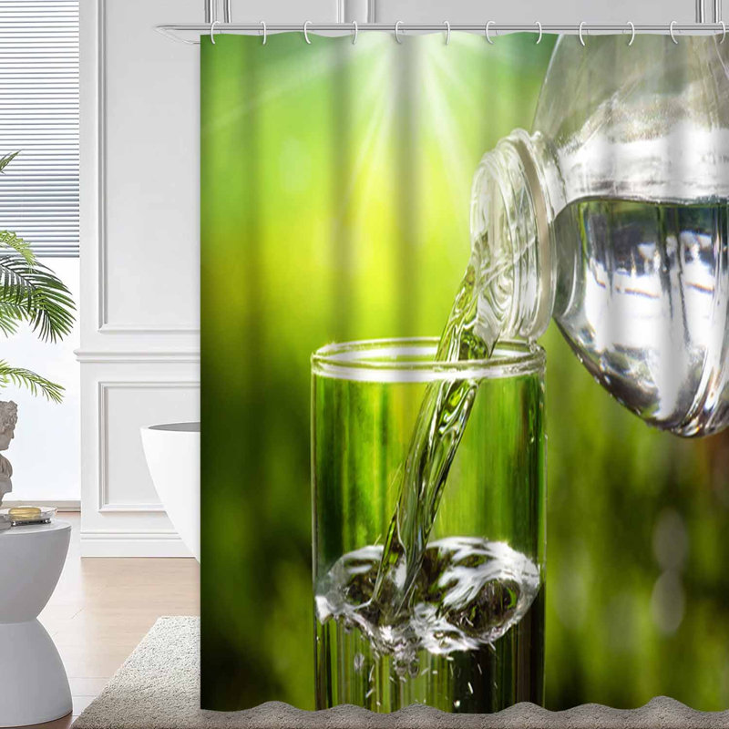 Rideau de douche en verre avec 12 crochets, L 72 po x l 72 po