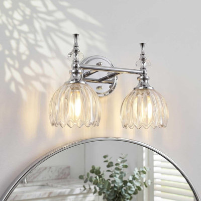 Modern Bathroom Vanity Light Fixture with Tulip Glass Shades