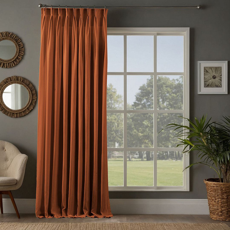 Room Darkening Single Curtain Panel, 245cm Width x 475cm Drop, Burnt Orange