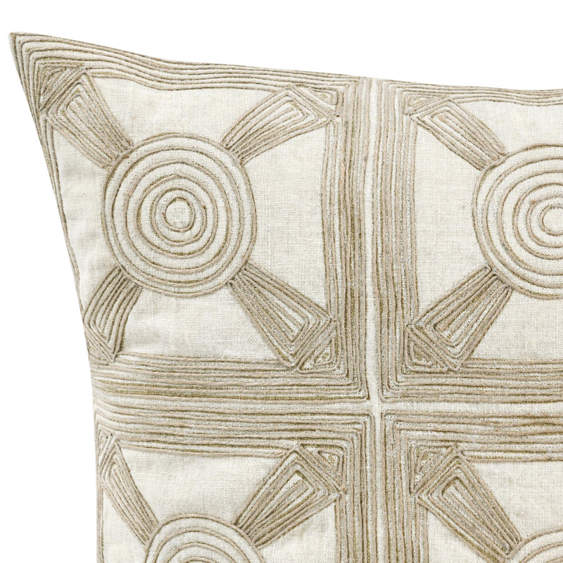 Coussin Baia, Beige; crème géométrique, Carré, H 20 po x l 20 po