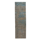 Gray & Blue Modern Wool Silk Blend Runner - 4' x 13'7"