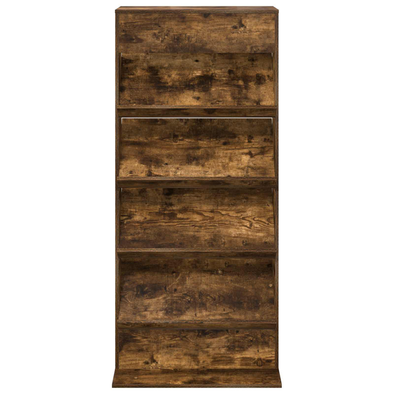 Wood Free Standing Magazine Rack, Smoked Oak
