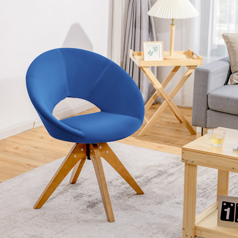 Fauteuil d'appoint Mid-Century, Velours bleu