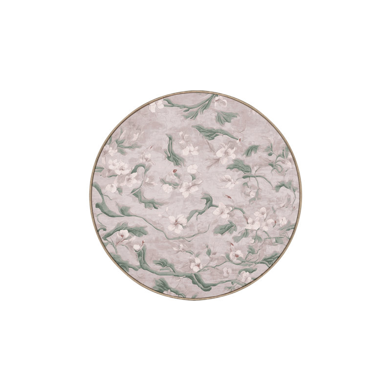 Machine Washable Beige Area Rug, Round 6'