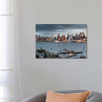 Manhattan Skyline Seen From New Jersey by Jan Becke - Wrapped Canvas Print