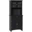 Buffet avec huche, armoire de rangement pour garde-manger avec porte en verre encadrée et espace pour micro-ondes-971148881