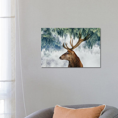 The Deer And The Woods by Angyalosi Beáta - Wrapped Canvas Print