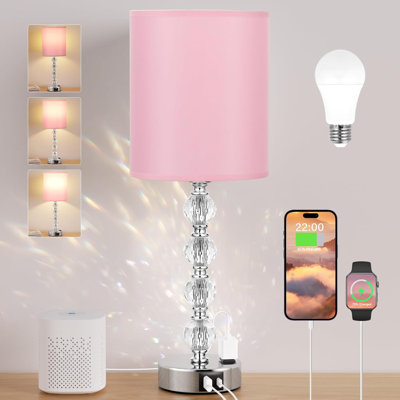 Touch Control Bedside Lamp With Usb-C And Usb-A Charging Ports, Ac Outlet, 3-Way Dimmable Table Lamp For Bedroom, Living Room, Guest Room, And Dining Room