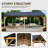 12X20ft Hardtop Gazebo, Galvanized Steel Gable Roof Gazebo Pergola With Wood Grain Aluminum Frame, Outdoor Permanent Gazebo Pavilion For Patio, Garden (Yellow Brown)