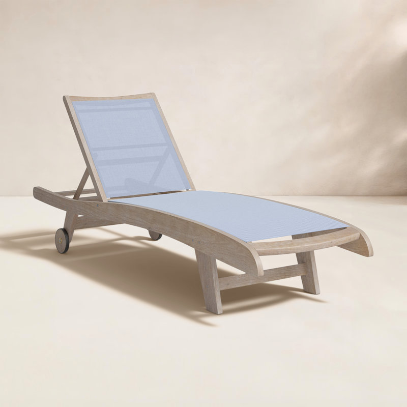 Delphi Outdoor Eucalyptus Wood Chaise Lounge, Wheat Wash/Light Gray