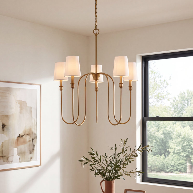 Sanibel 5-Light Chandelier, Natural Brass