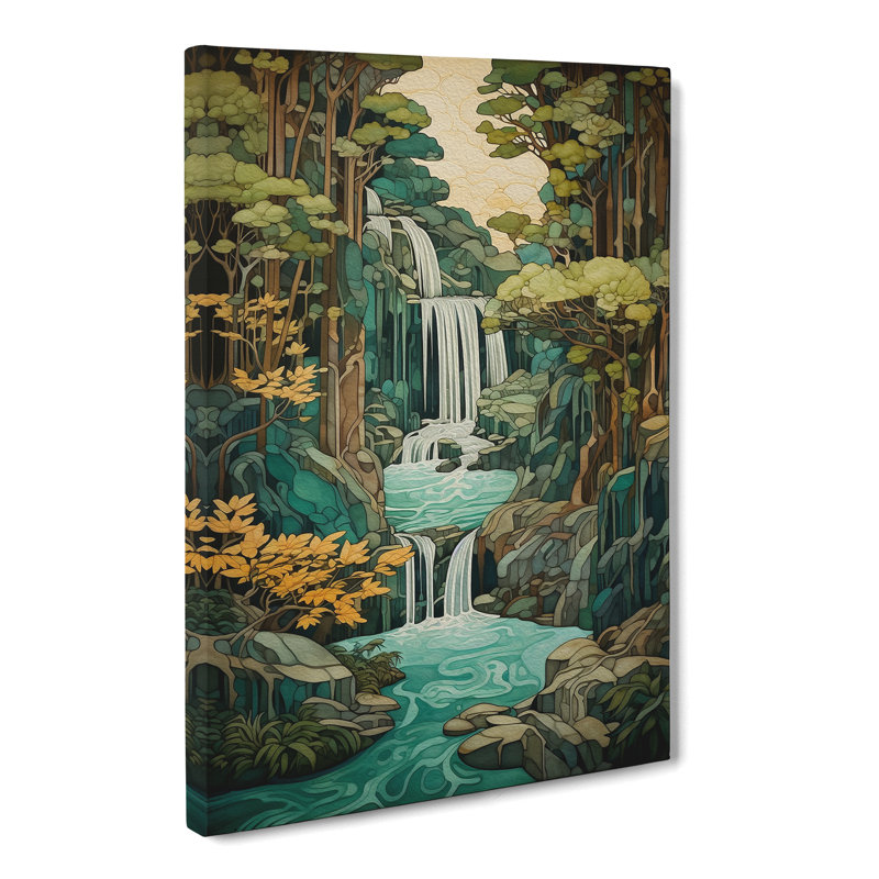 Waterfall Nouveau - Wrapped Canvas, 76cm H x 50cm W x 3cm D