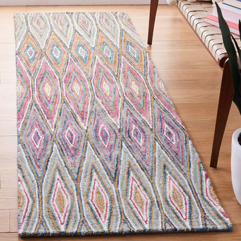 Tapis en laine touffeté à la main Serra, Tapis de couloir 2 pi 3 po x 7 pi