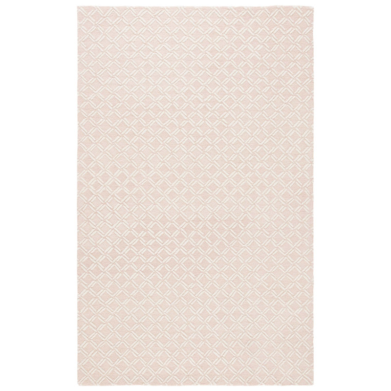 Handmade Pink and Ivory Wool Geometric Tufted Rug, 6' x 9'