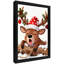 Reproduction d'art encadrée noire rétro Sweet Christmas Doe-996210704