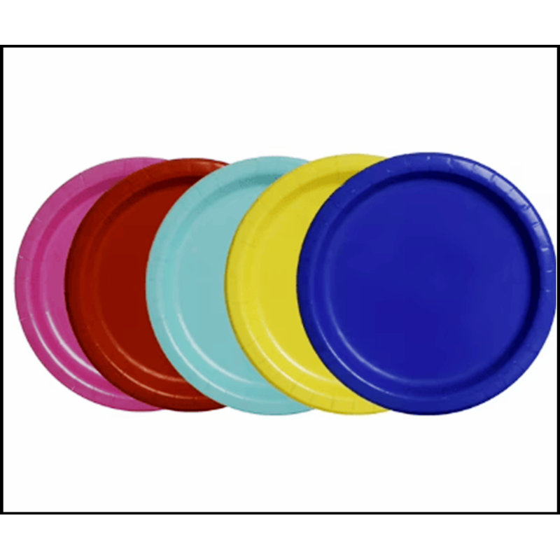 Assiettes en papier jetables de couleurs assorties, parfaites pour les célébrations vibrantes et écologiques, 9 po, multicolore, 10 unités