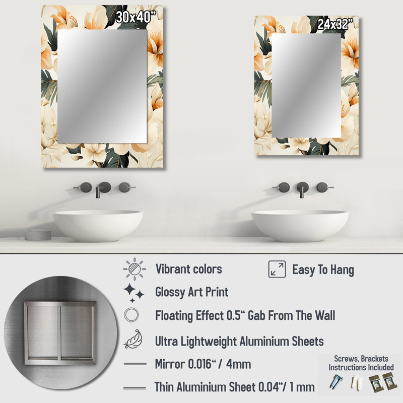 Celyna Tranquil Retreat, motif tropical - miroir unique tropical, 32 po x 24 po