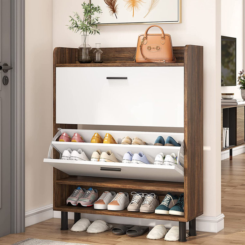 22 Pair Shoe Storage Cabinet, Oak