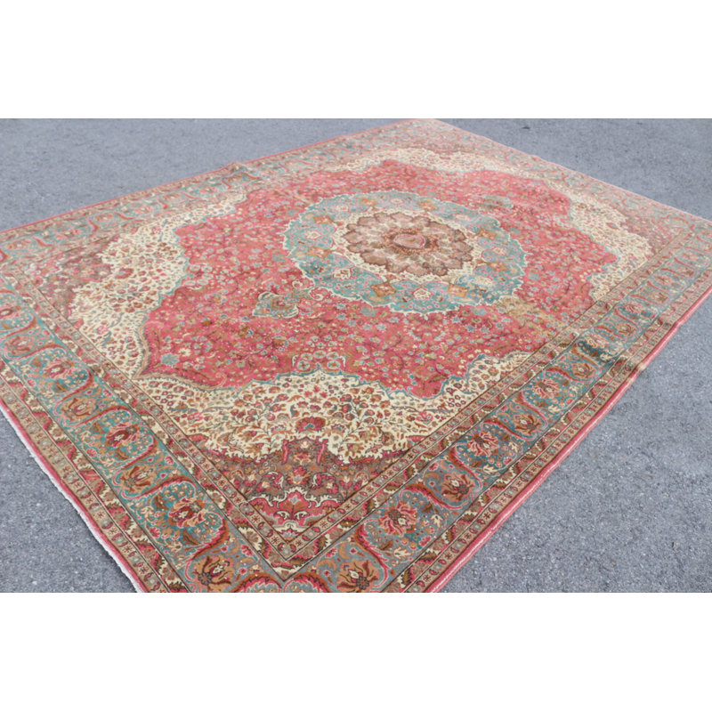 Tapis turc surdimensionné rouge de style Oushak rétro pour décoration tribale en laine