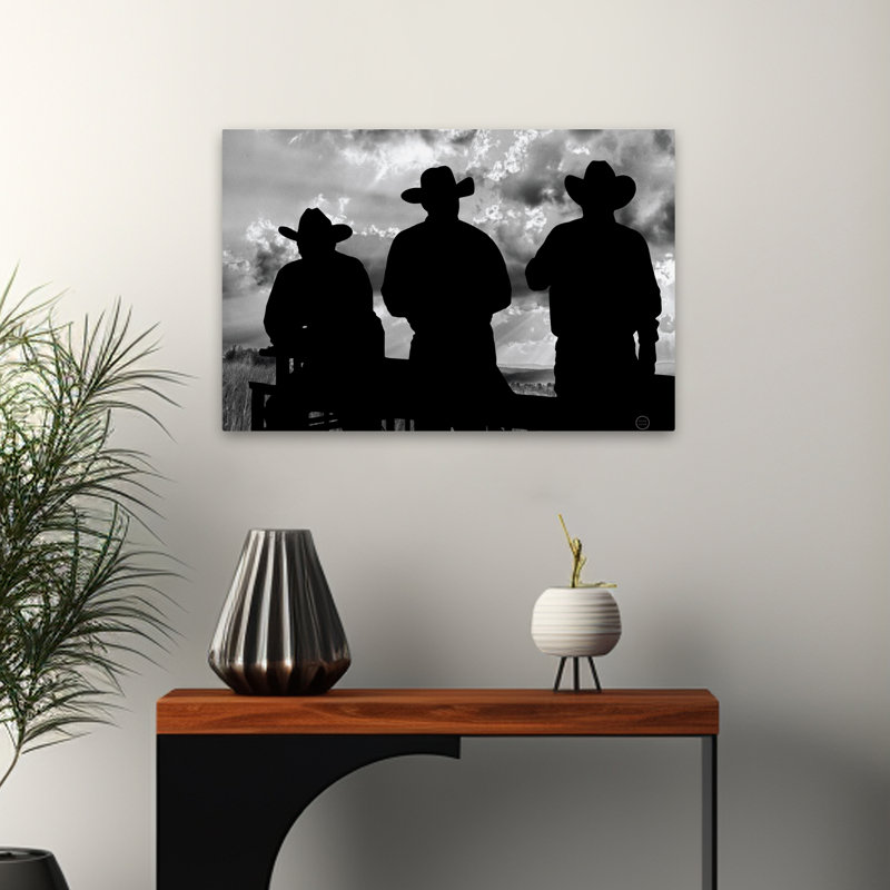 Maison de campagne / campagne trois cowboys, H 24 po x l 16 po