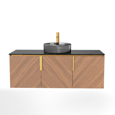 Meuble-lavabo mural avec lavabo rond en verre