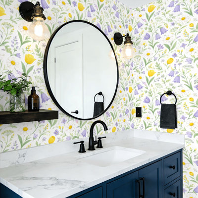 Papier peint pelez et collez, pivoines, fleurs jaunes, citrons, feuilles vertes, fleurs blanches, papier peint estival, l 23,6 po x H 118 po, papier peint amovible et auto-adhésif