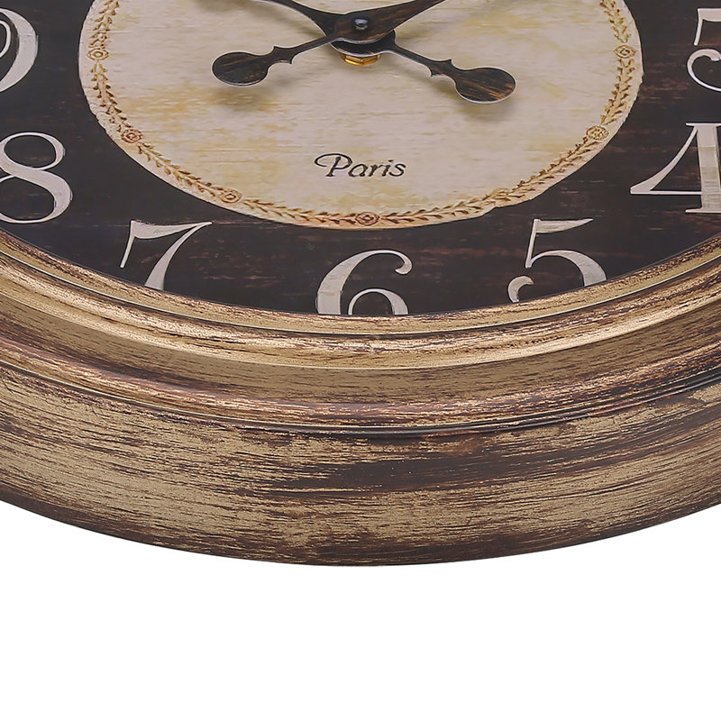 Horloge murale traditionnelle, ronde, 45,7 cm (18 pouces), marron antique