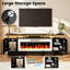 Meuble TV Aleila 70 po avec foyer électrique 40 po, console multimédia moderne à 2 niveaux pour salon, placards de rangement laqués brillants avec éclairage DEL, compatible avec les téléviseurs jusqu'à 80 po-913963290-966147198