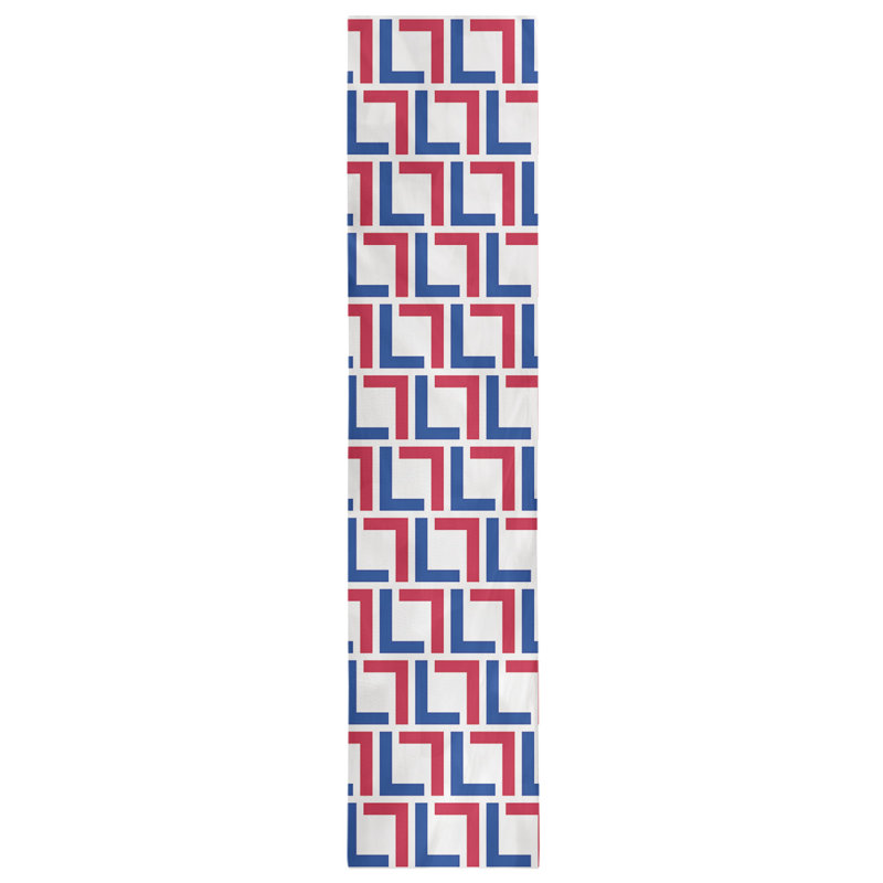 Chemin de table Carolina, 72 po x 16 po, polyester, Blanc / Bleu / Rouge