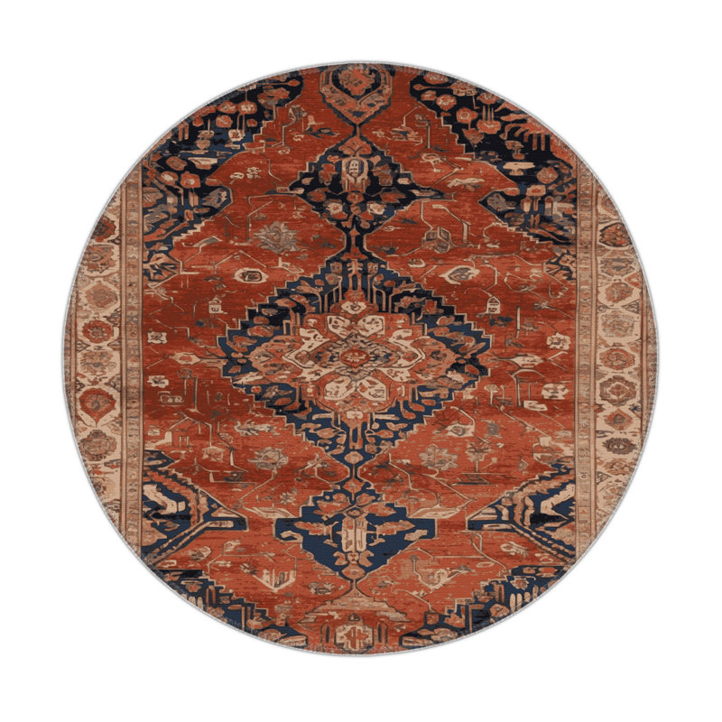 Tapis d'intérieur et d'extérieur brun Persian, Rond 5 pi