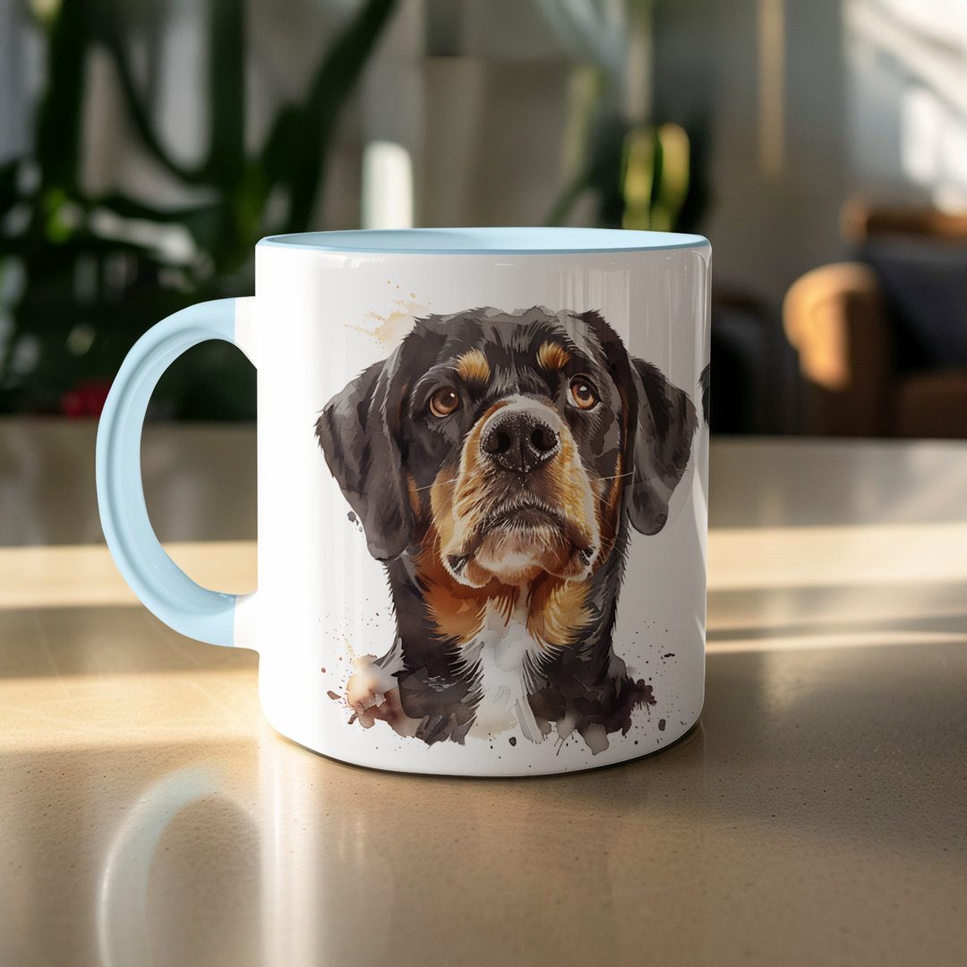 Artistic Watercolor Basenji Dog Design 11oz Coffee Mug