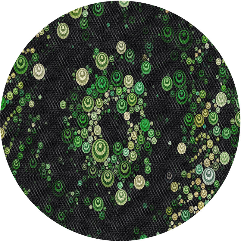 Tapis noir/vert tissé à la machine, Rond 5 pi