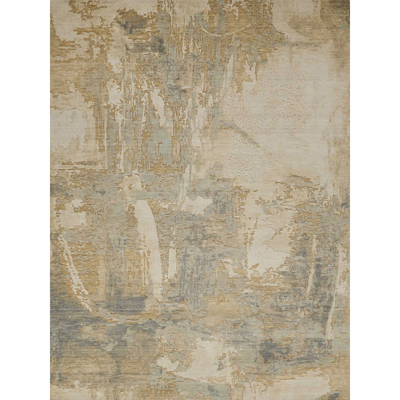 Infinity Handmade Wool/Nylon, Silver/Gray Area Rug, Rectangle 9' x 12'