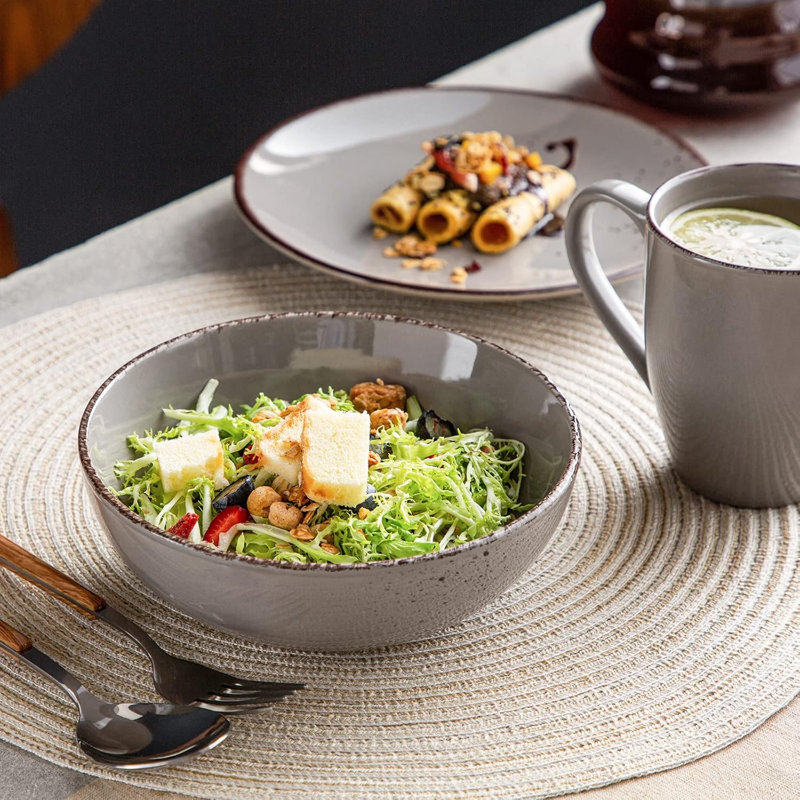 Stoneware Dinnerware - Service for 4, Grey