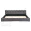 Élégant lit tapissier en chenille avec motif à damier, très grand, gris-1720682002