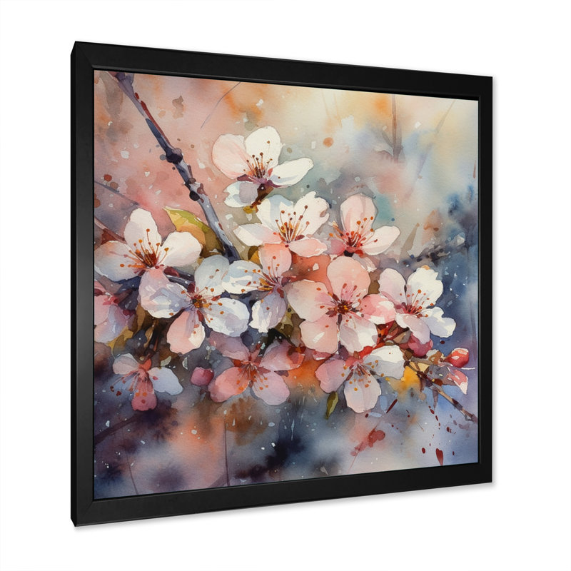Mélodie du pommier Rrahman sur toile, Cadre photo noir, H 16 po x l 16 po x P 1 po
