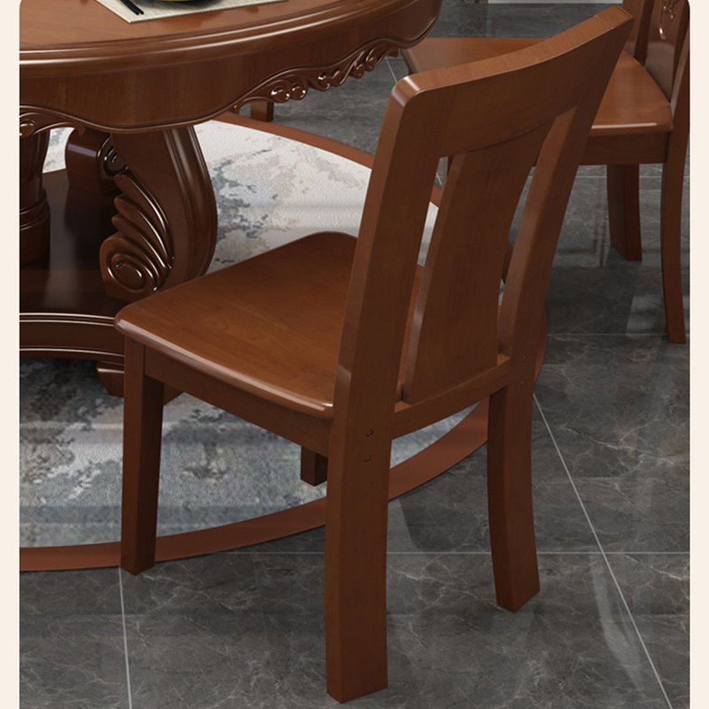 Modern solid wood carving table set, 29.7"H x 47.2"L x 47.2"W