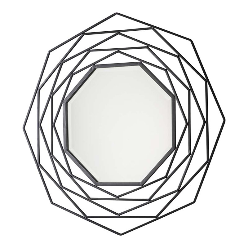 Estella Metal Wall Mirror 92cm, Black