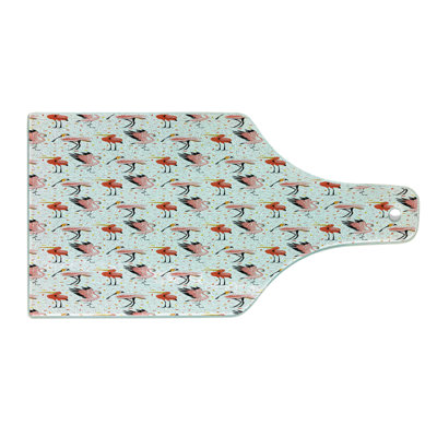 Ambesonne Flamingo Tempered Glass Cutting Board Exotic Birds Hand Drawn Blush Vermilion