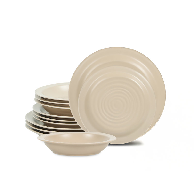 Stone Lain Orbit 12-Piece Dinnerware Set Stoneware, Beige
