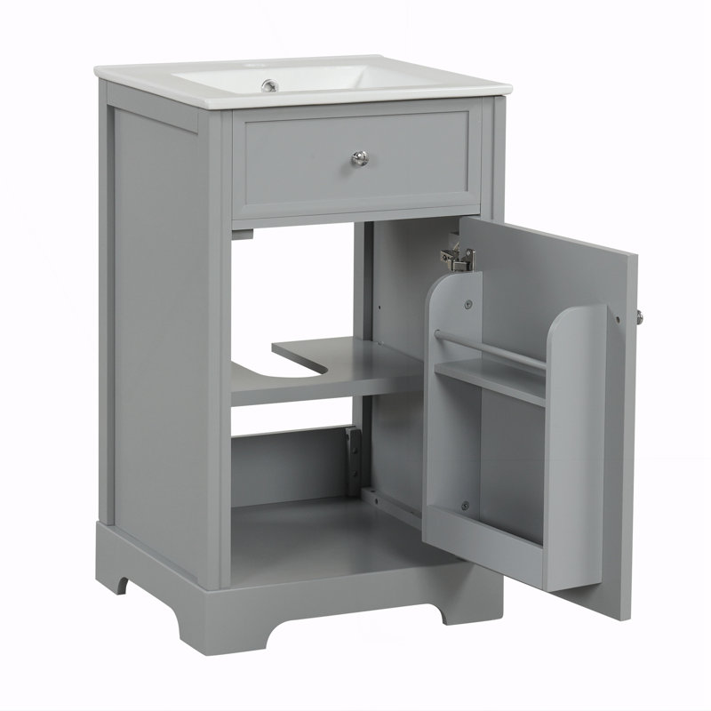 Bathroom Cabinet With Soft Closing Door, Grey