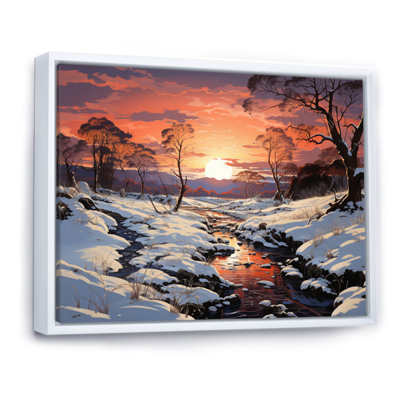 «Winter Winter Dusk», impression d'art sur toile, H 12 po x l 20 po x P 1 po, Cadre flottant blanc