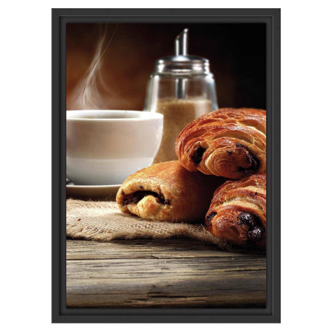 Gerahmtes Wandbild Croissant zum Kaffee