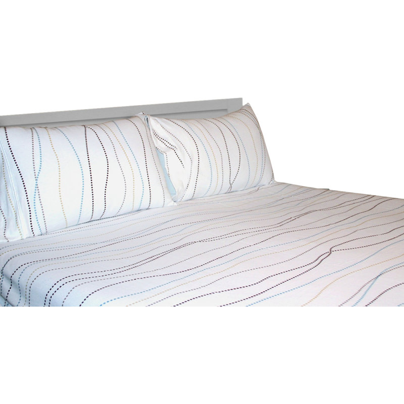 Flannel Polka Dots Sheet Set, California King Sheet Set with 2 Pillowcases