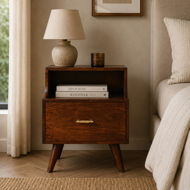 Quantico 45cm W Solid Wood Bedside Table