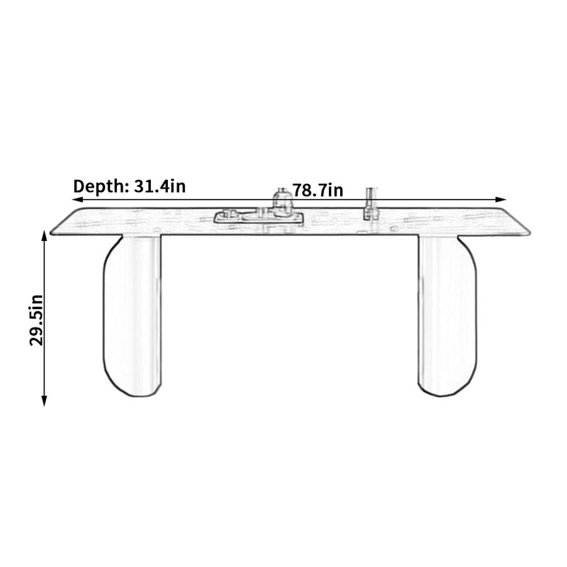 Table de salle à manger Modern Modern, H 29,5 po x L 78,7 po x l 31,4 po 