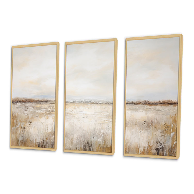 Ensemble de salon d'art mural prairies Pairies, Cadre naturel flottant, H 28 po x l 36 po x P 1 po