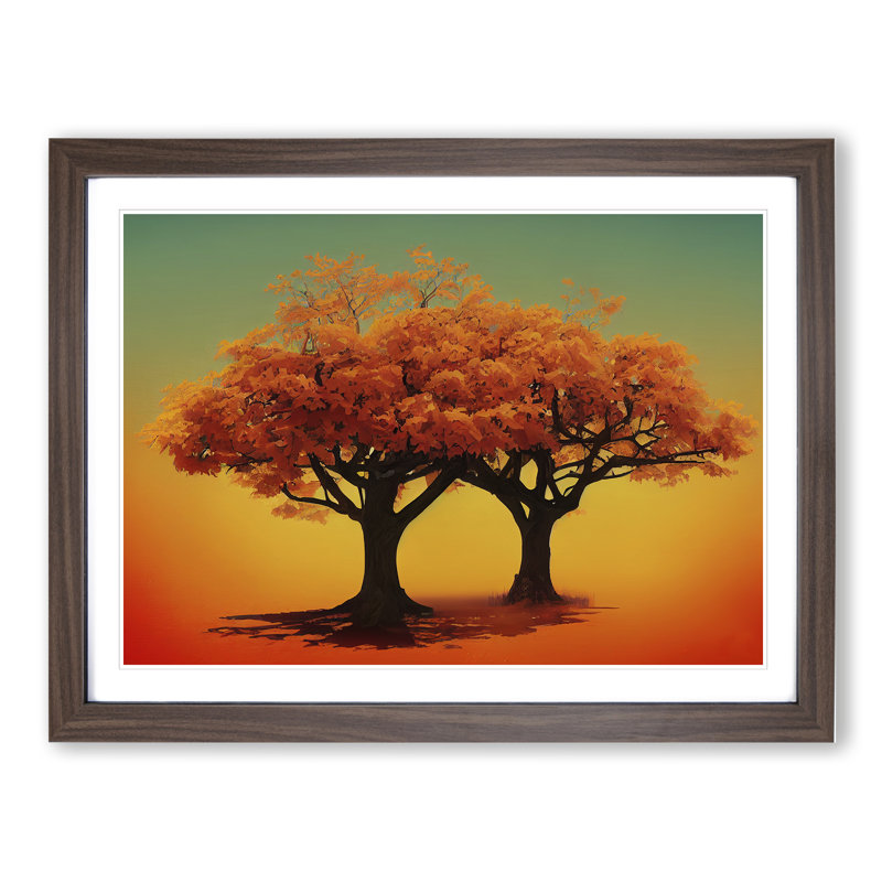 Blooming Trees 1 Piece Single Picture Frame Painting, 25cm H x 34cm W x 2cm D, Walnut Framed