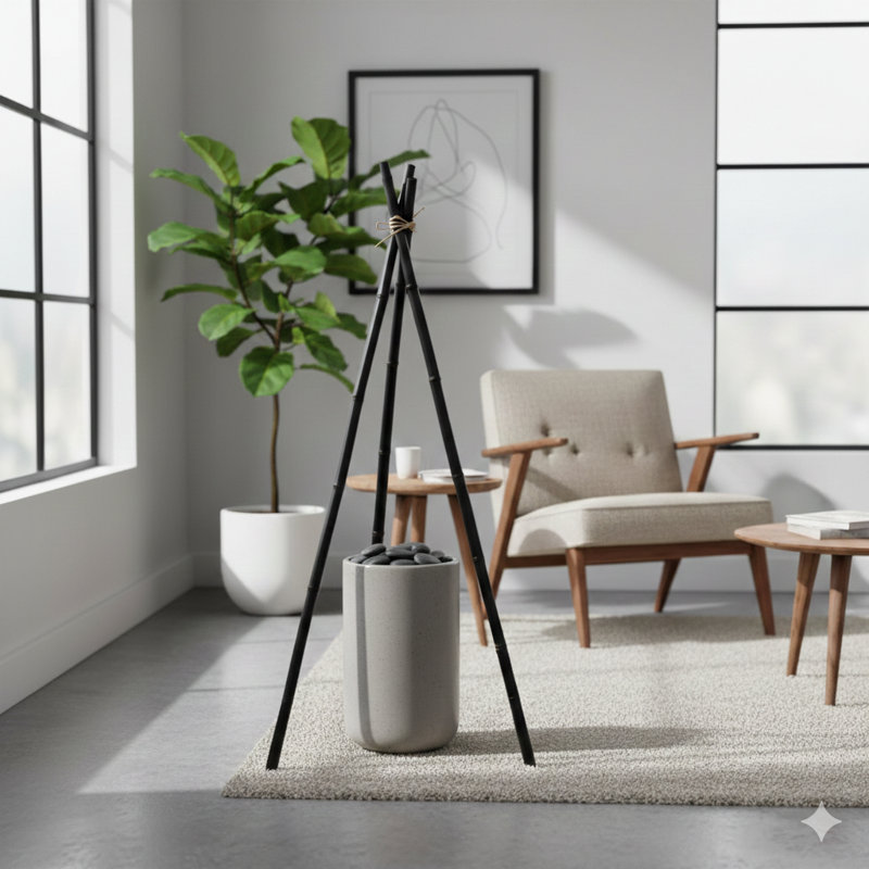 3pc Set Carignan Bamboo Pole, Black