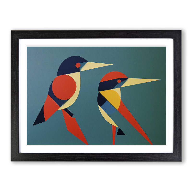 Kingfisher Bird Abstract Vol.1 - Framed Print, Black, 25cm H x 34cm W x 2cm D